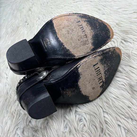 Liberty Black Women's 8.5 Studded Leather Delano Ankle Boots Boho Western Moto - Picture 6 of 9